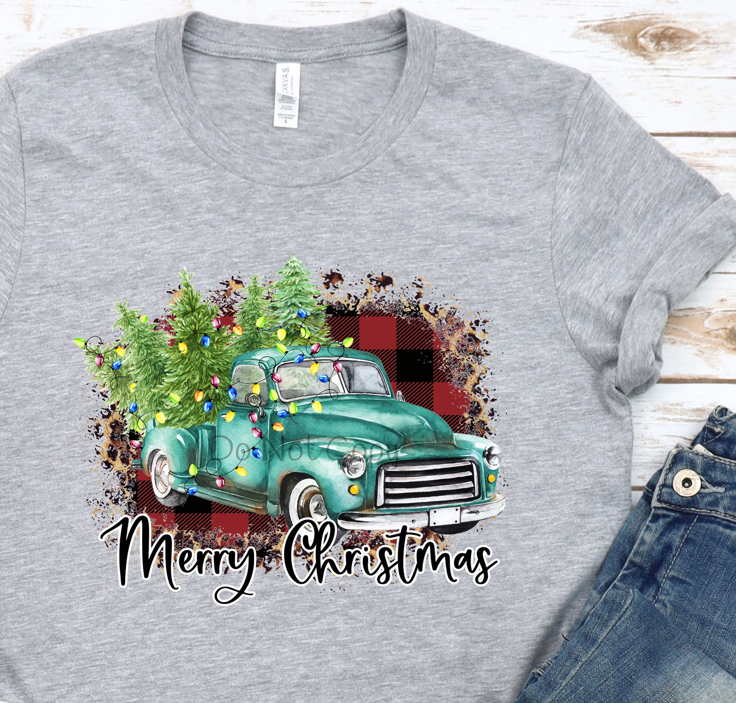 Merry Christmas blue truck-DTF