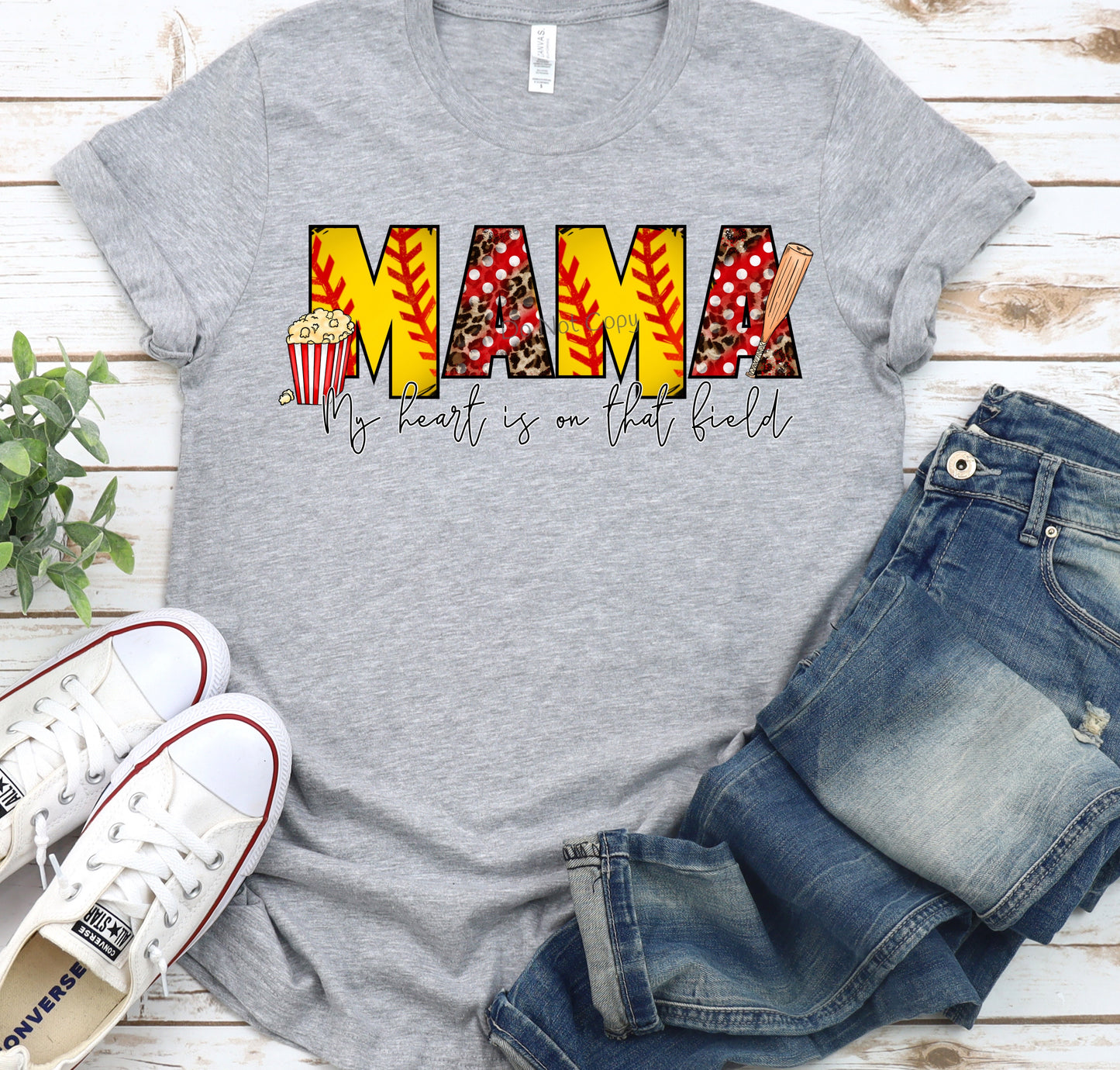 Softball mama heart on that field-DTF