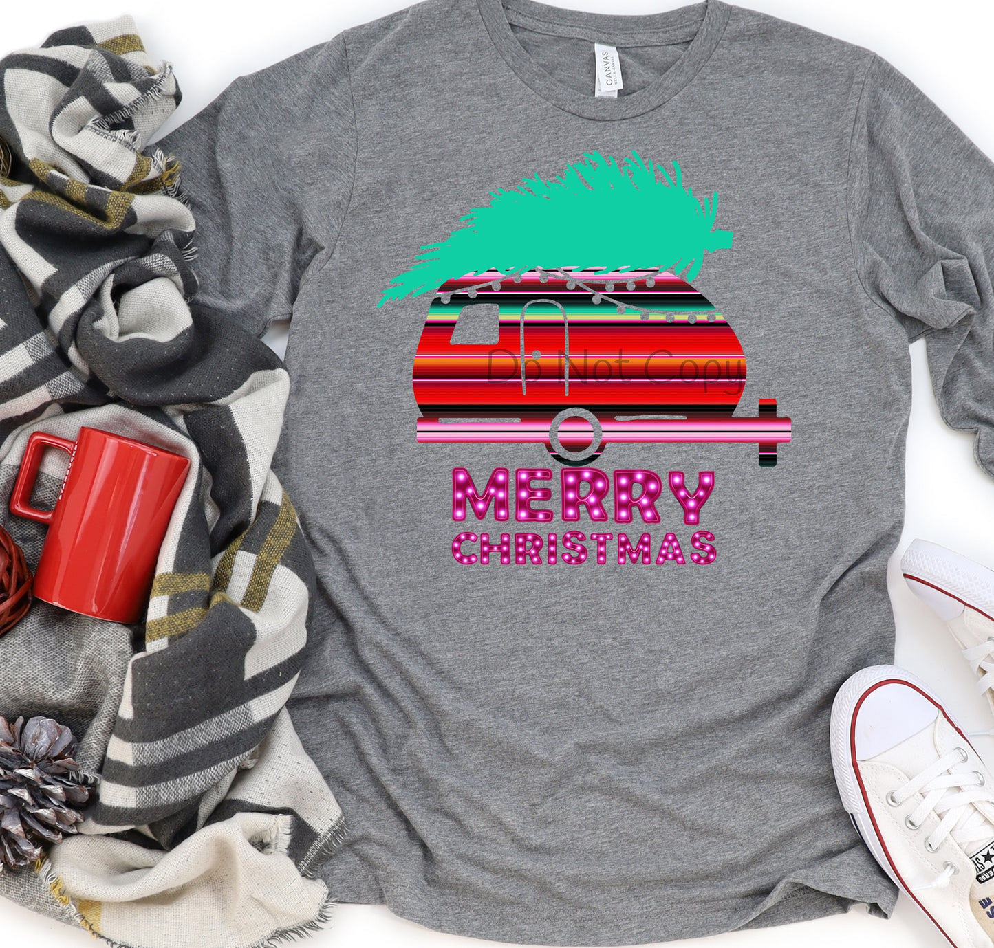 Serape camper tree neon merry Christmas-DTF