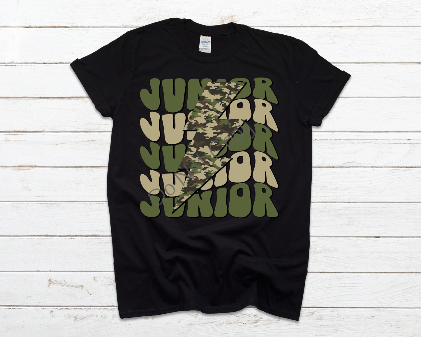 Junior camo lightning bolt-DTF