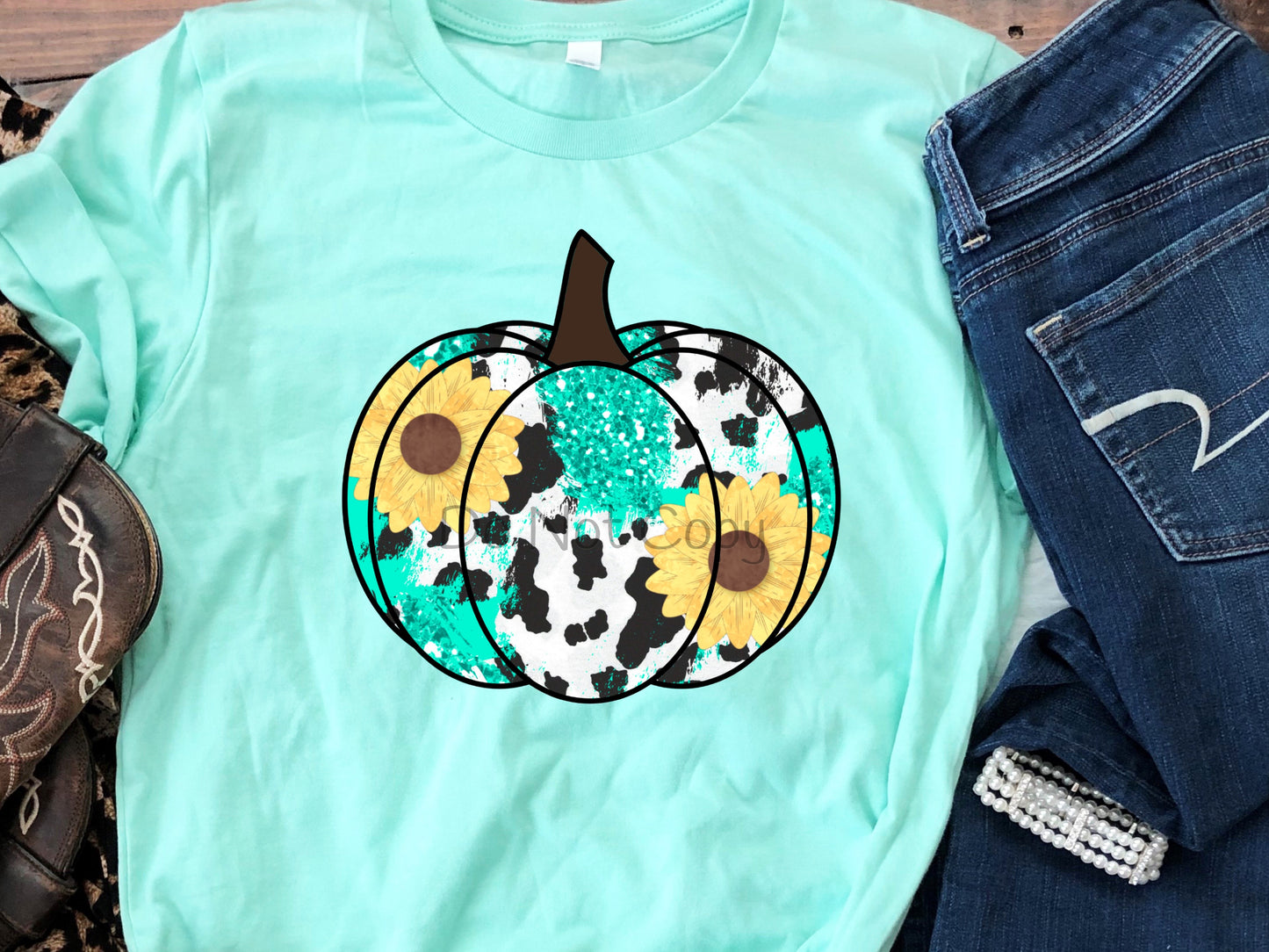 Cow print sunflower pumpkin-DTF