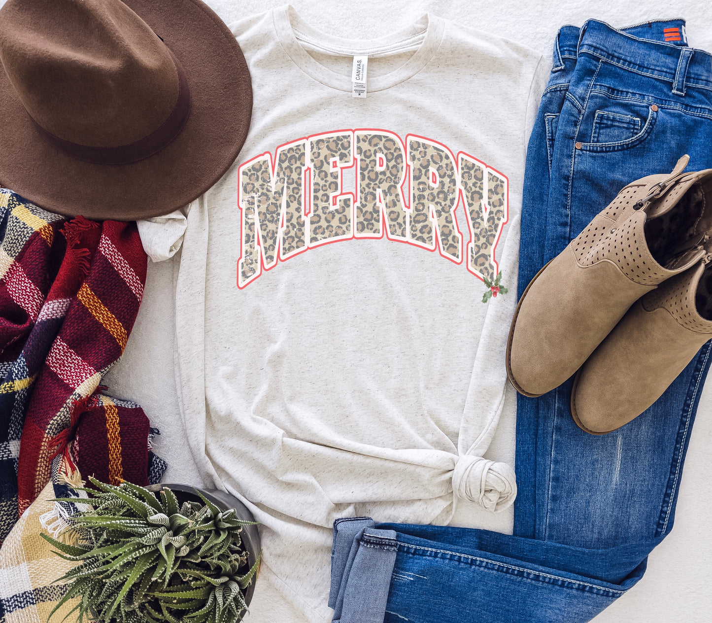Merry leopard red outline-DTF