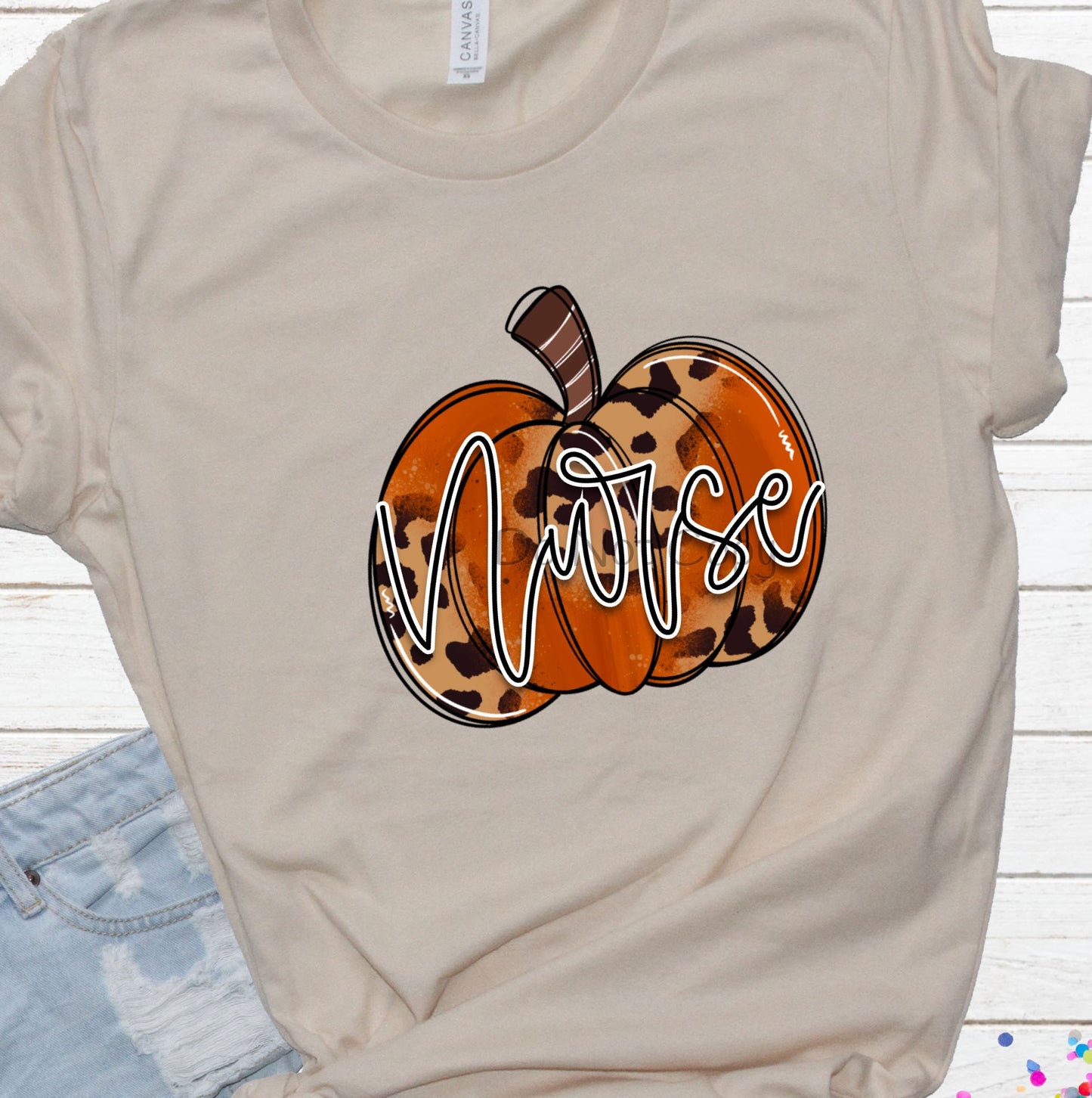 Nurse italics leopard pumpkin-DTF