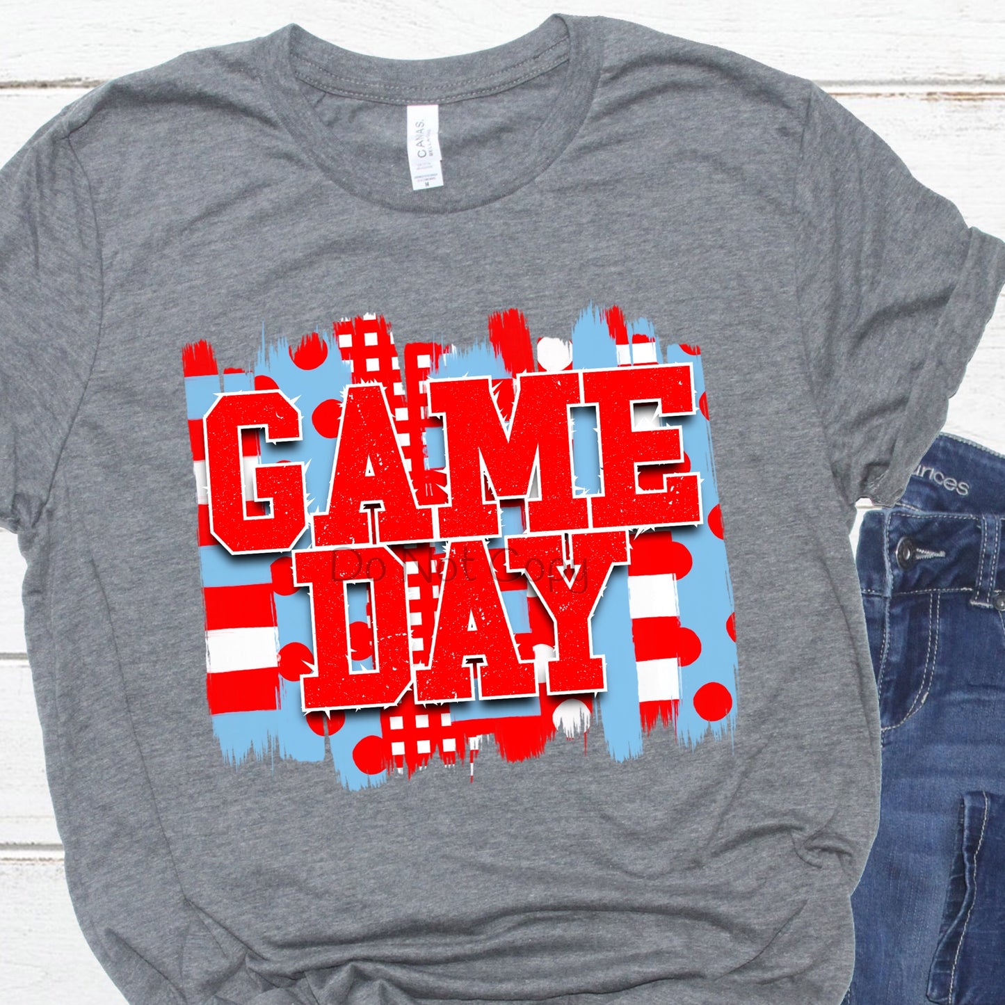 Game day red light blue -DTF