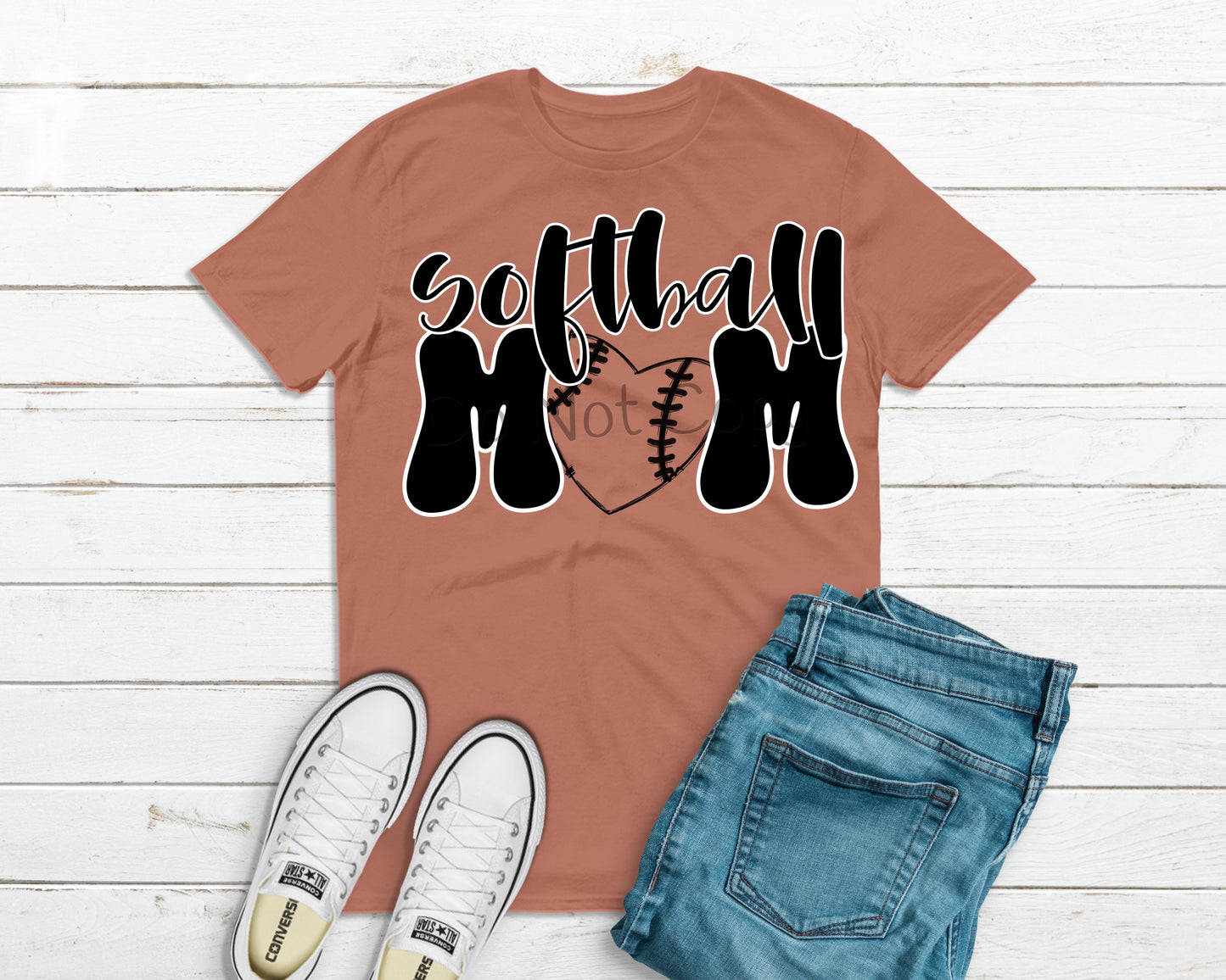 Softball mom letters heart--DTF