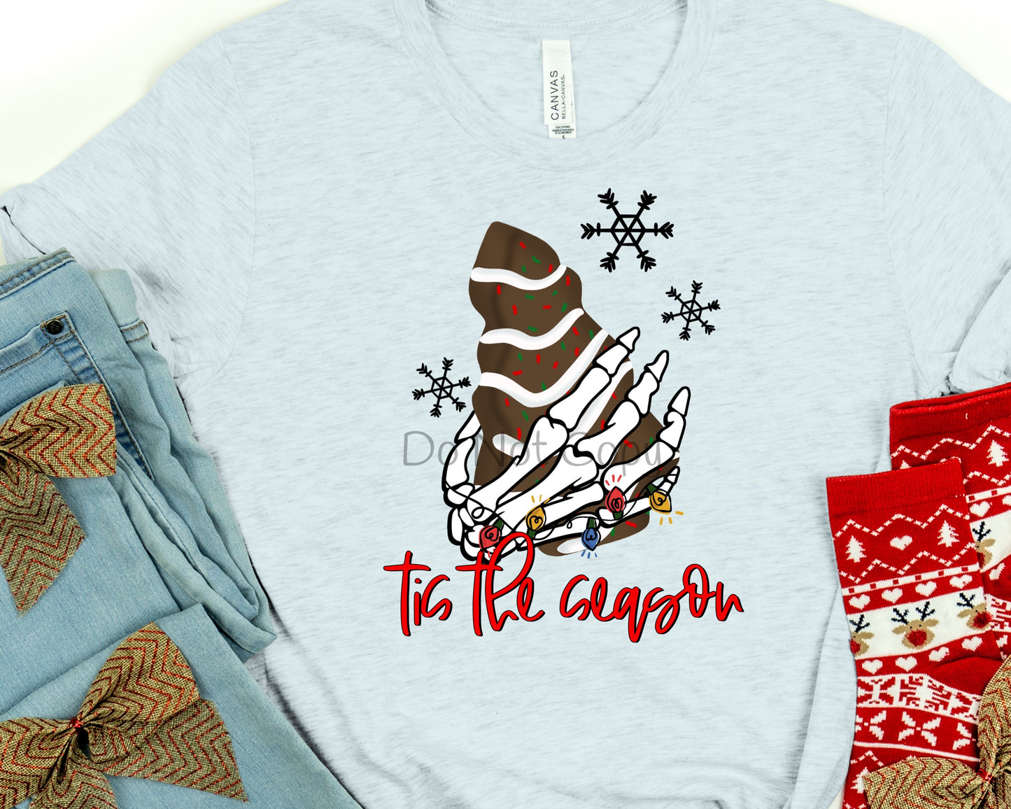 Tis the season skeleton hand-DTF
