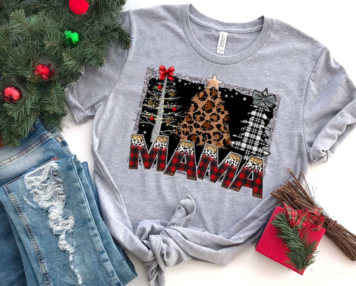 Mama Christmas trees -DTF
