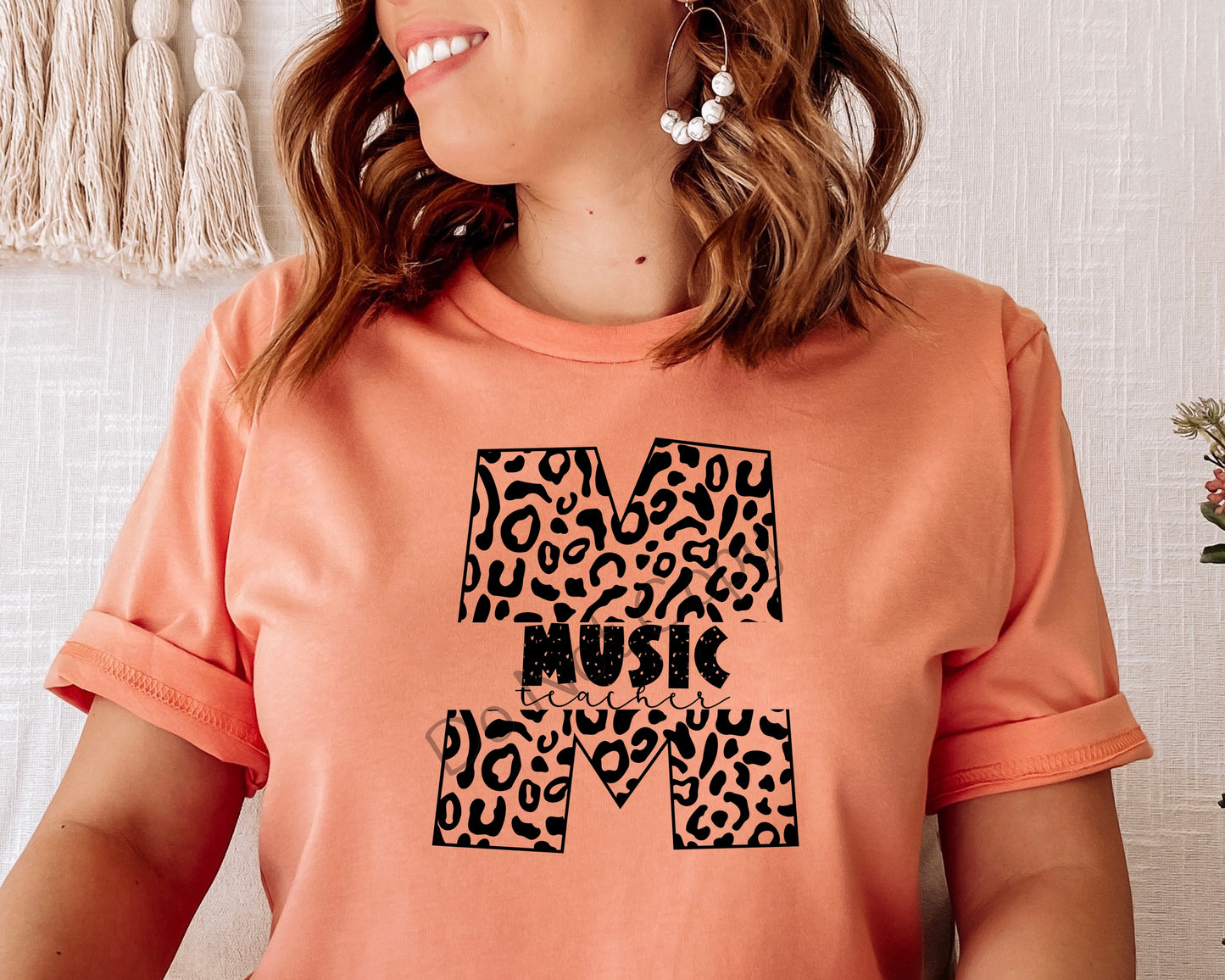 School single color leopard music teacher-DTF