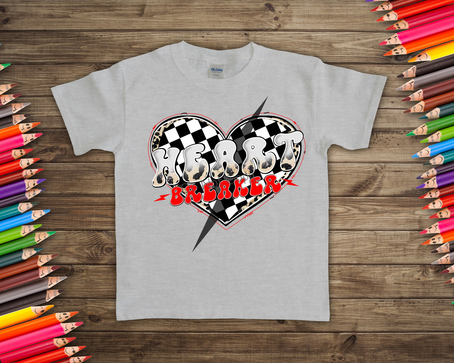 Heart breaker red black checkered- DTF