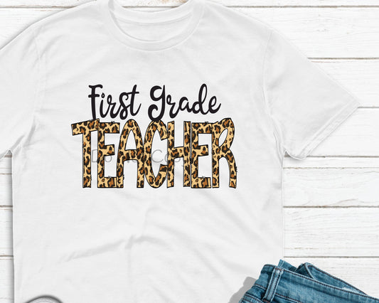 First grade teacher leopard-DTF