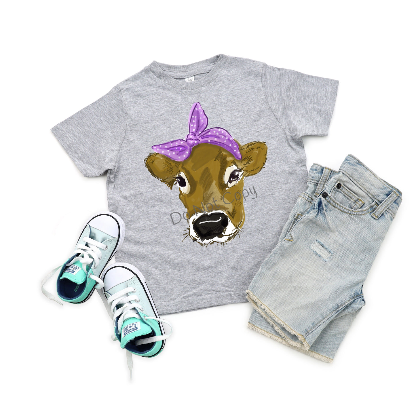 Cow with purple bandana - DTF