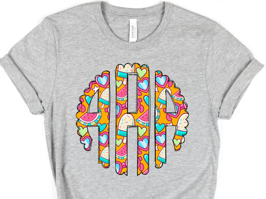 Orange summer Monogram  -DTF
