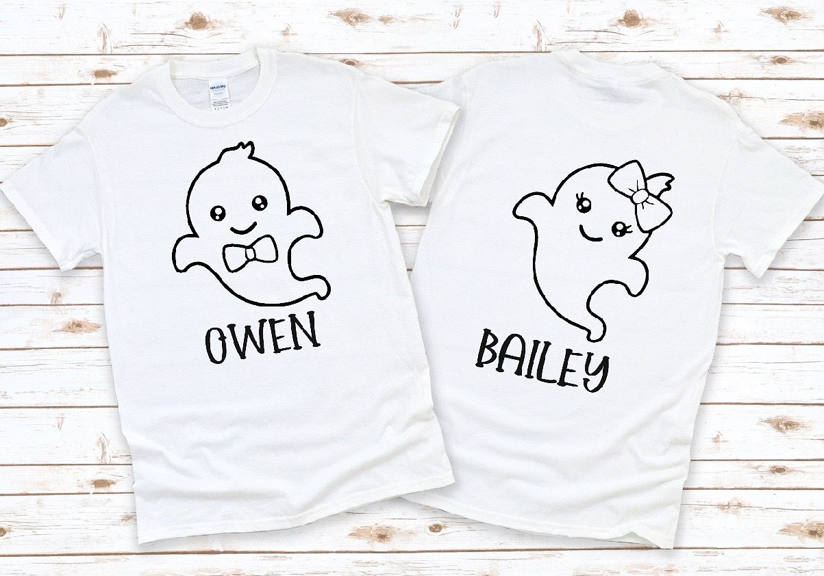 Ghost custom transfer (can be colored in by your kiddos) -DTF