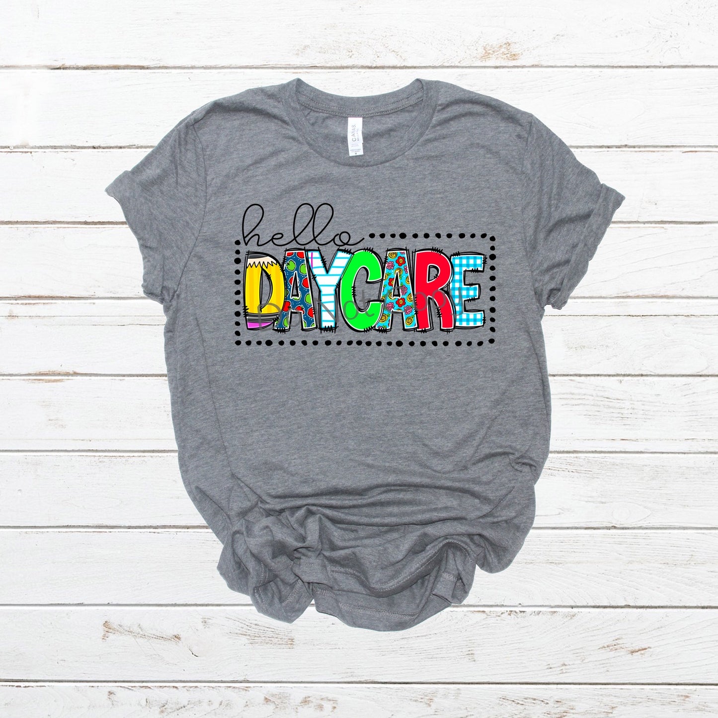 Hello daycare multi colored- DTF
