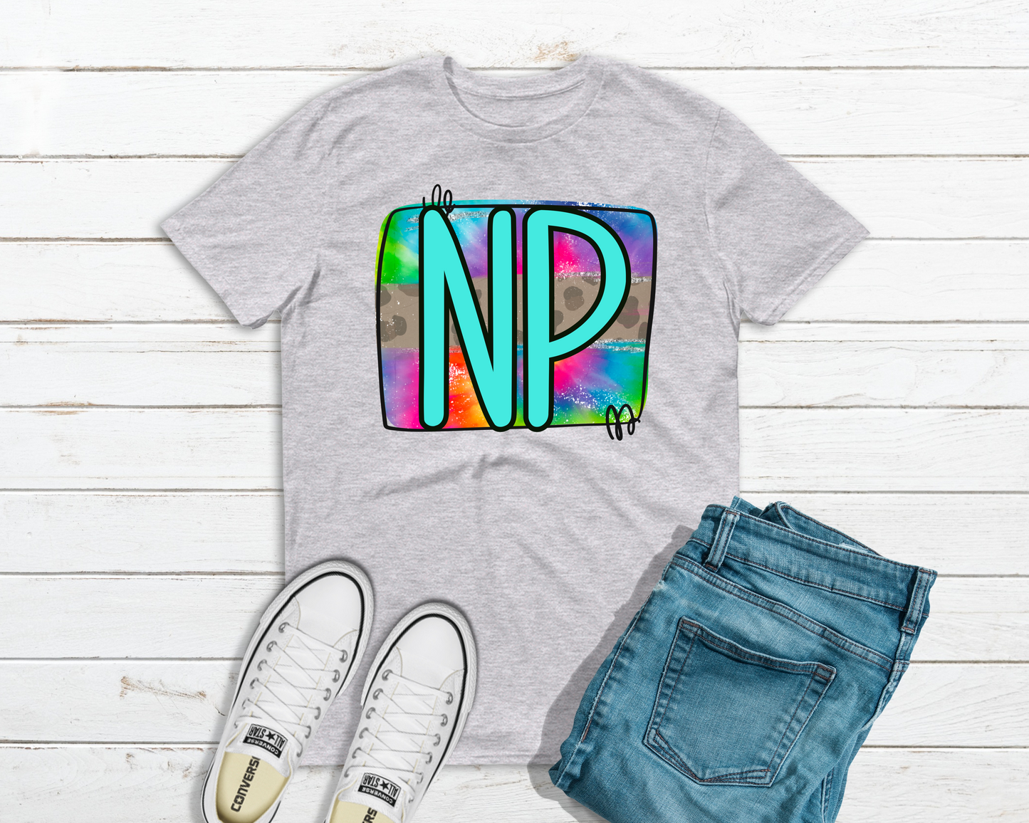 NP nurse practitioner multi colored-DTF