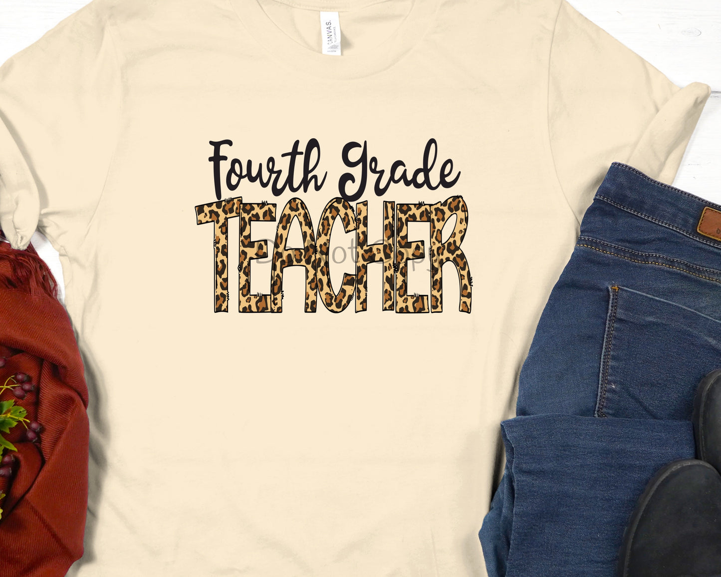 Fourth grade teacher leopard-DTF