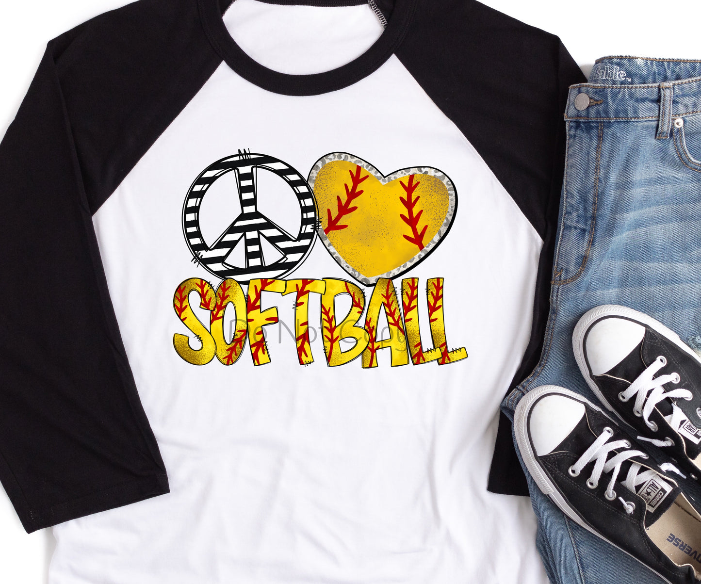 Peace love heart softball-DTF