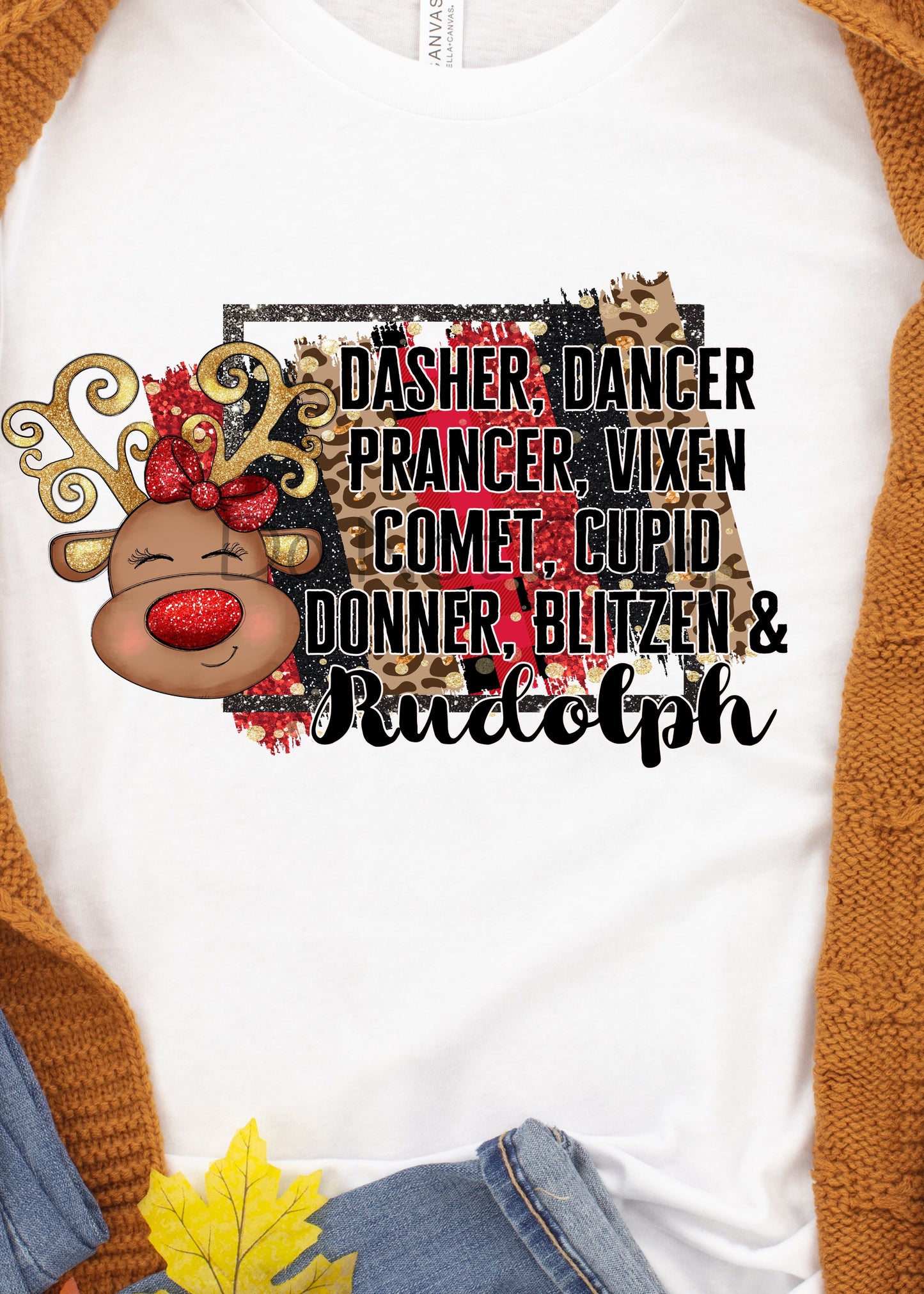 Rudolph face reindeer names-DTF