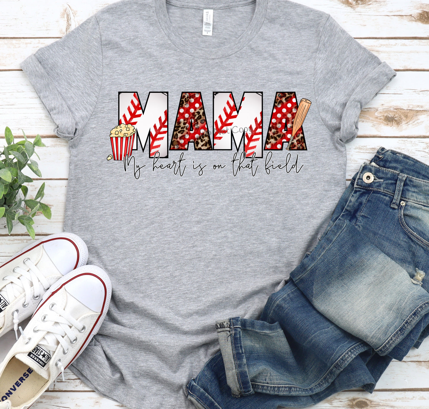 Baseball mama heart on that field-DTF
