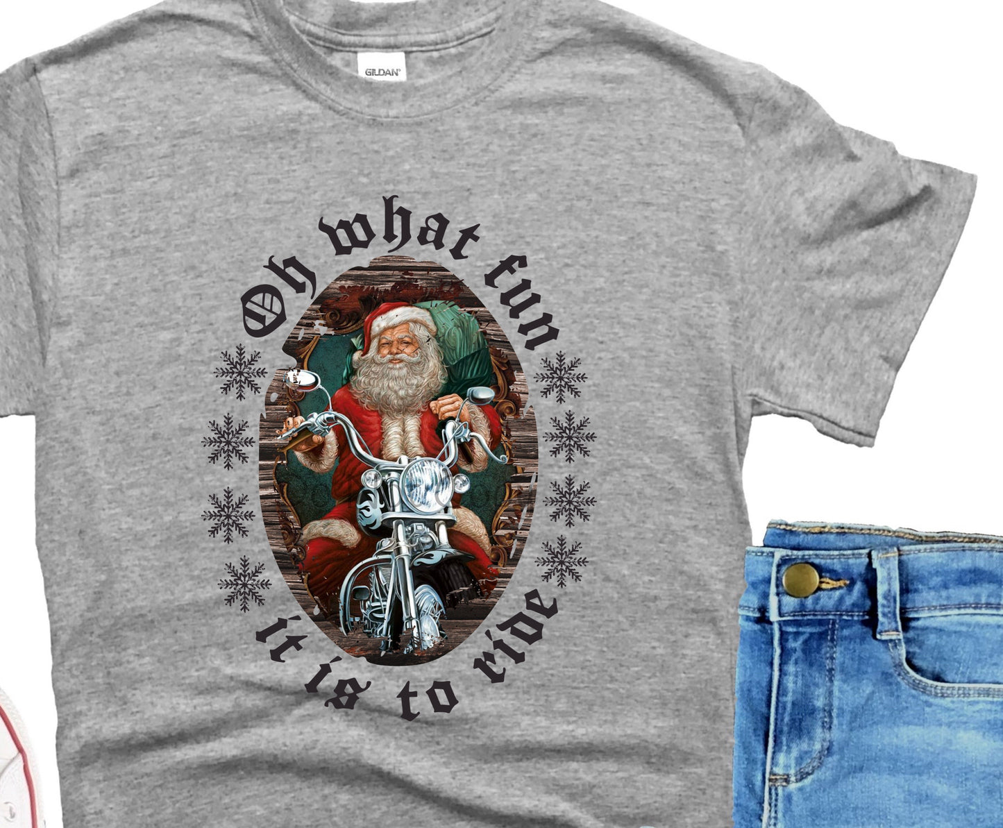 Santa on Harley oh what fun-DTF