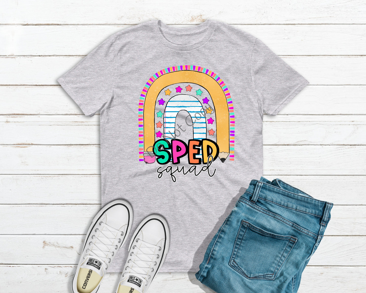 Sped squad rainbow pencil -DTF