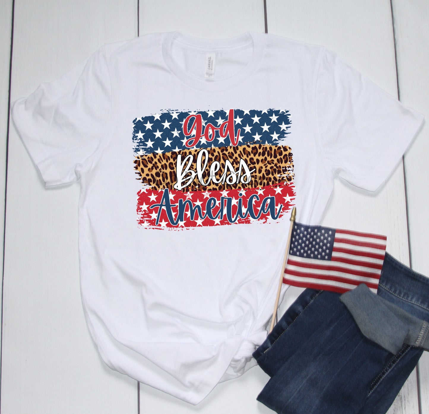 God bless America stars leopard-DTF