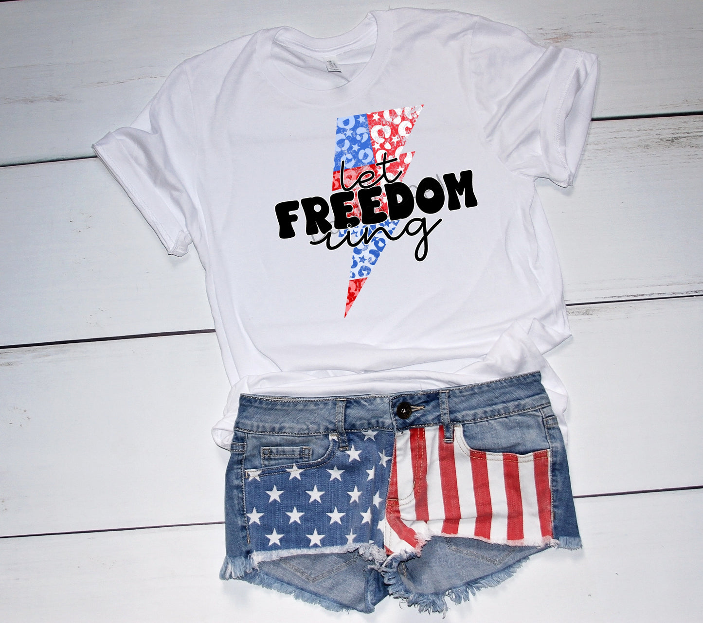 Let Freedom ring lightening bolt-DTF