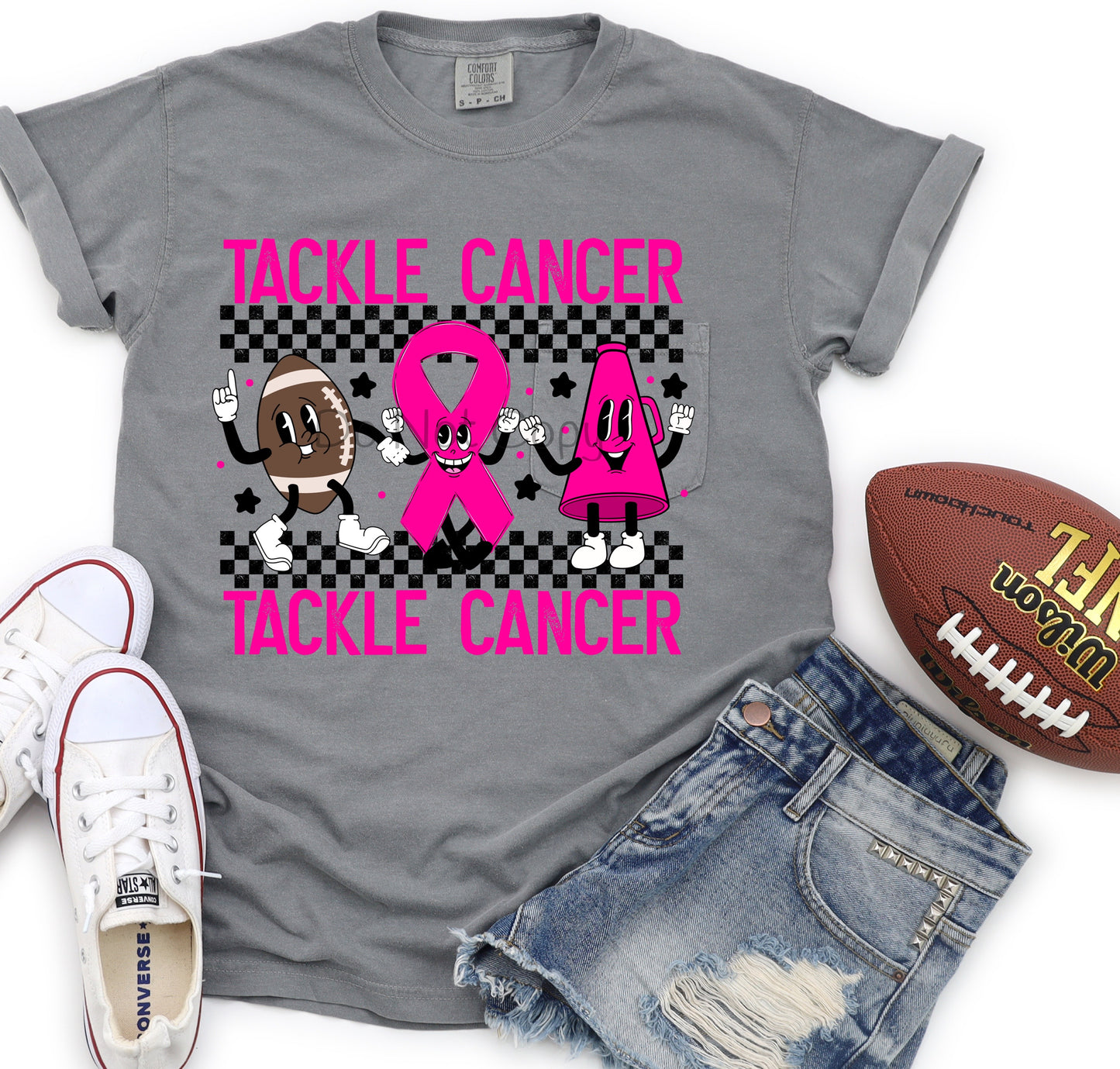 Tackle cancer football megaphone-DTF