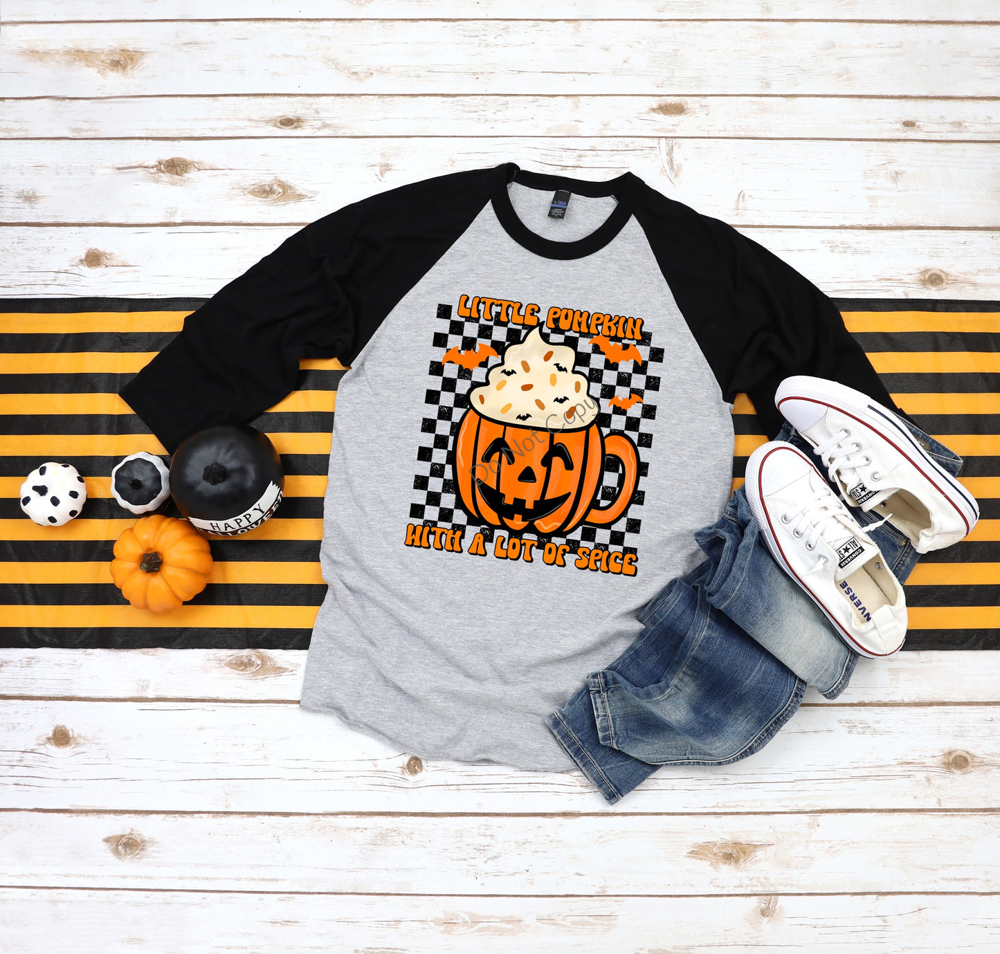 Little pumpkin with a lot of spice orange/blk -DTF