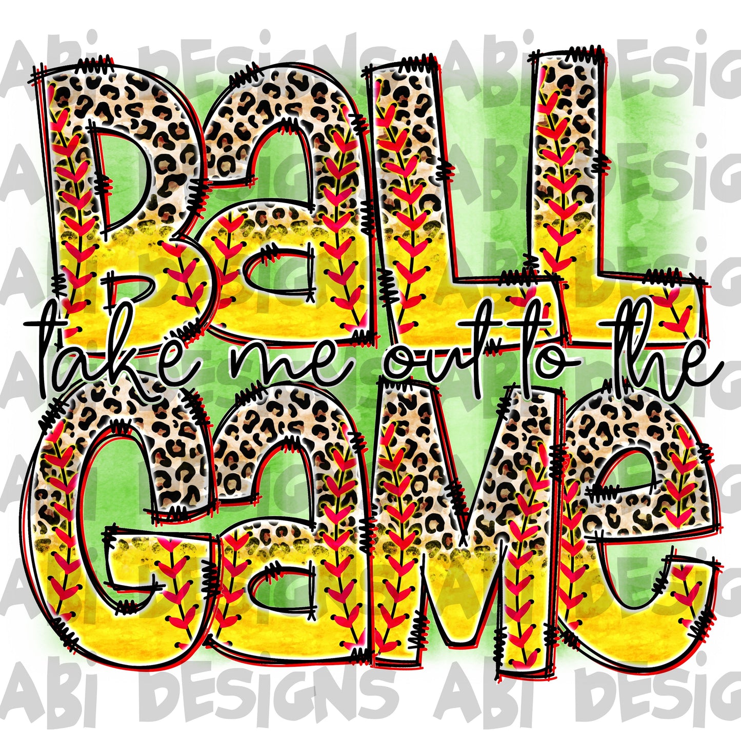 Take me out to ball game leopard softball-DTF
