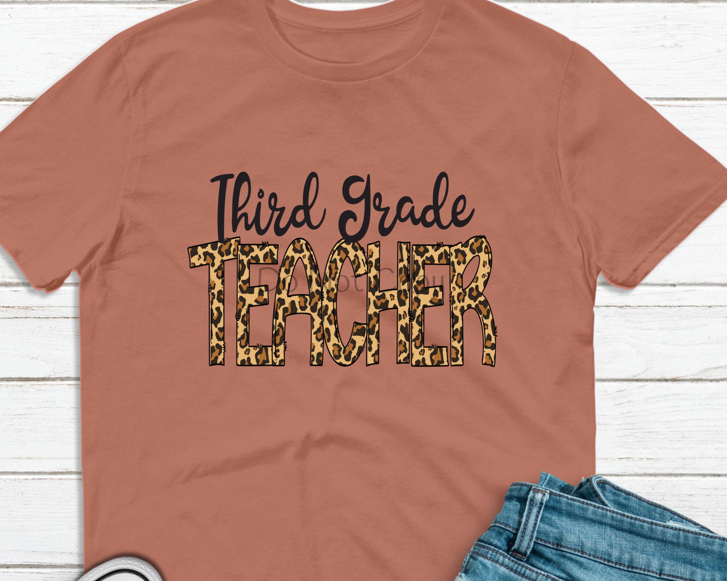 Third grade teacher leopard-DTF