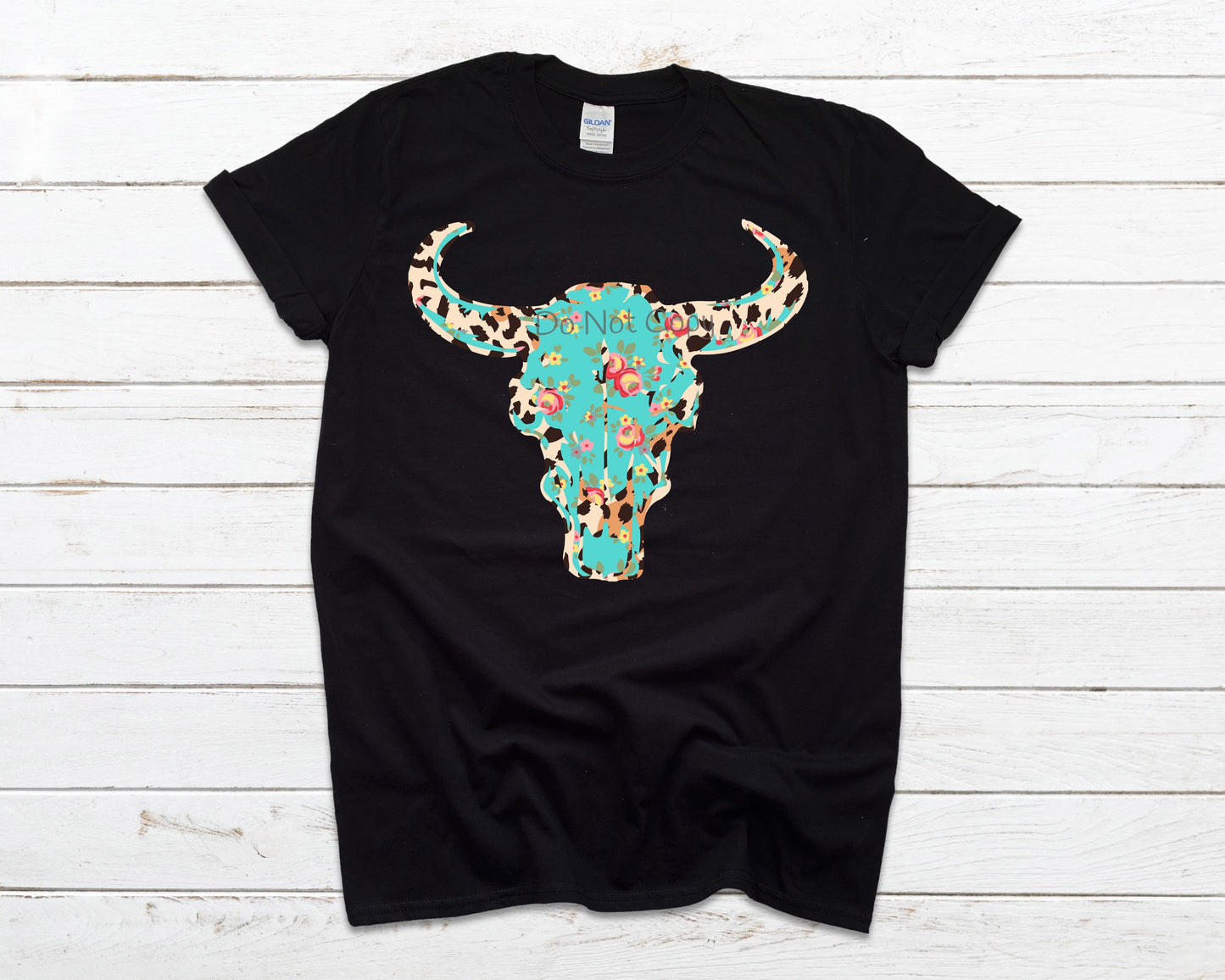 Teal leopard cow skull -DTF