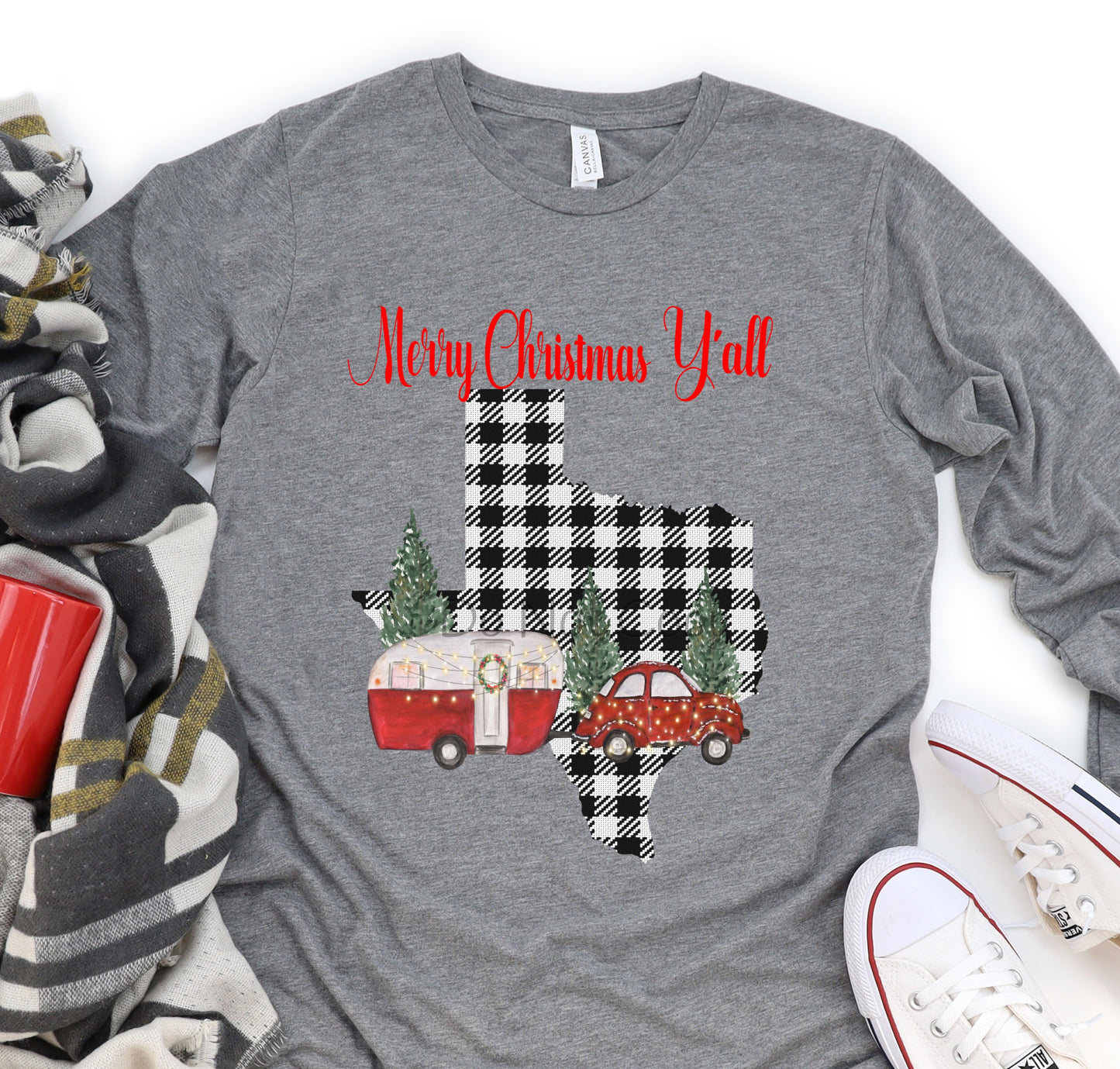 Merry Christmas Y’all Texas camper-DTF