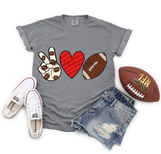 Peace love football no words -DTF
