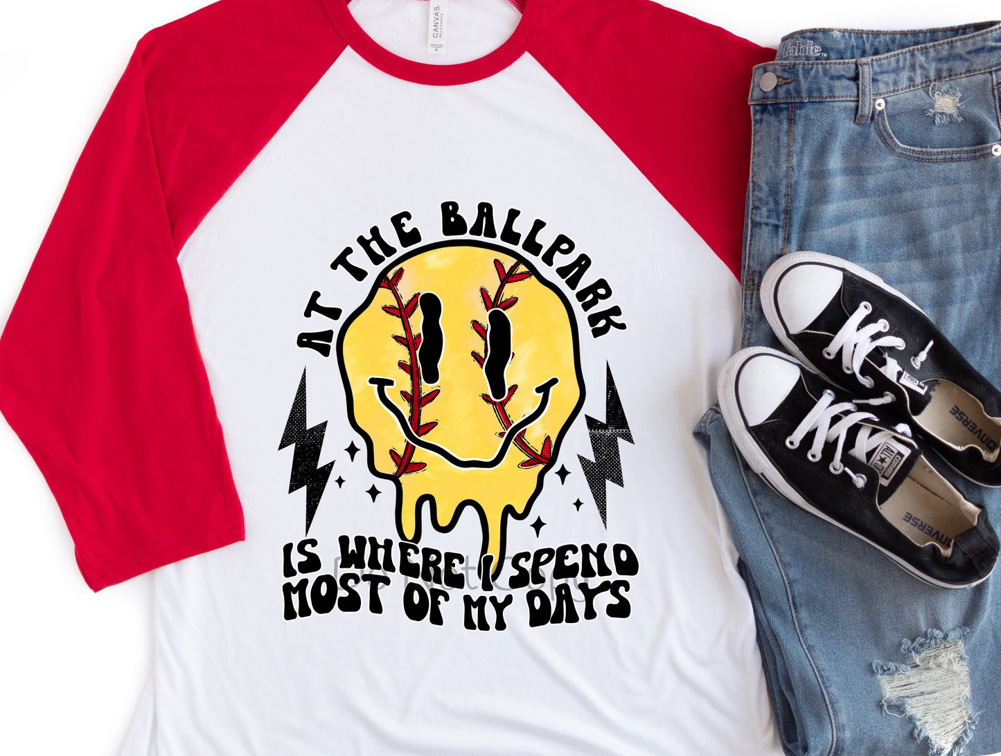 At the ball park is where I spend most of my days softball melt-DTF