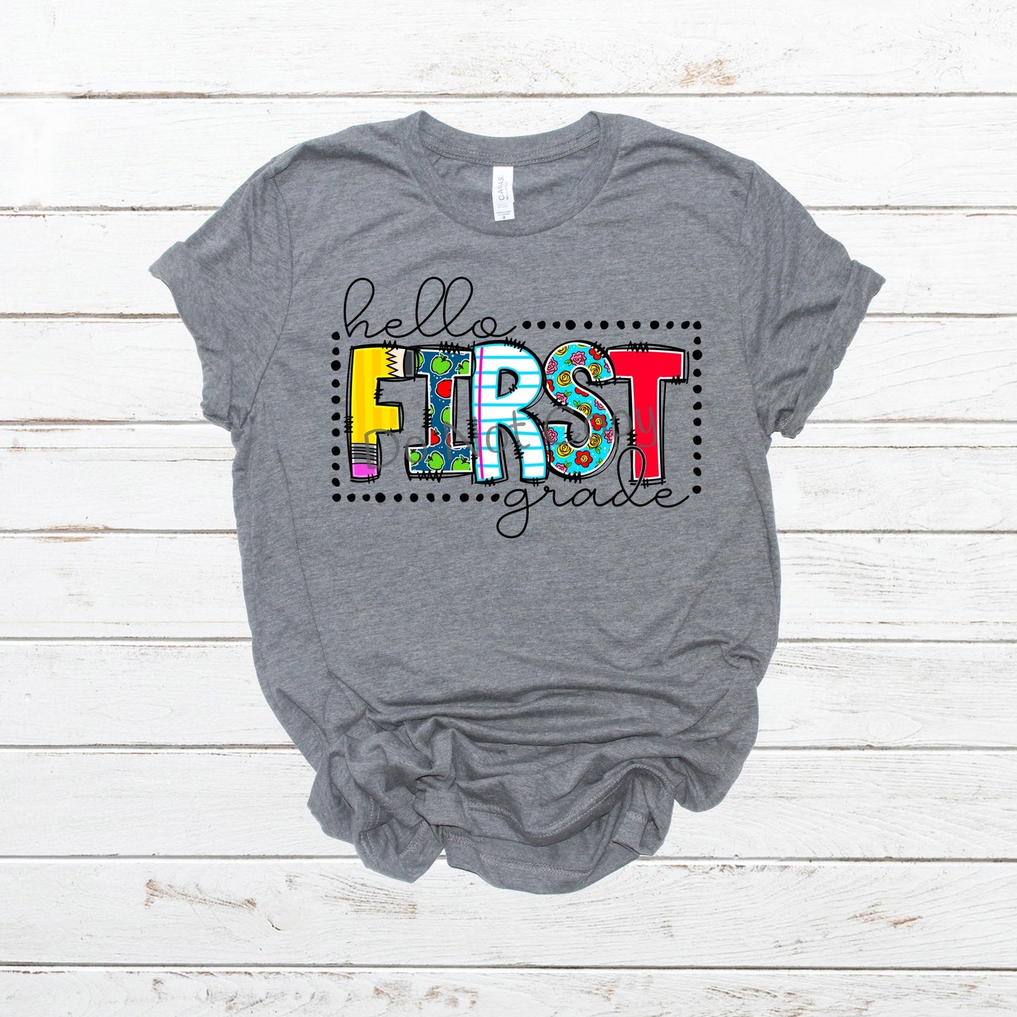 Hello first grade multi colored- DTF