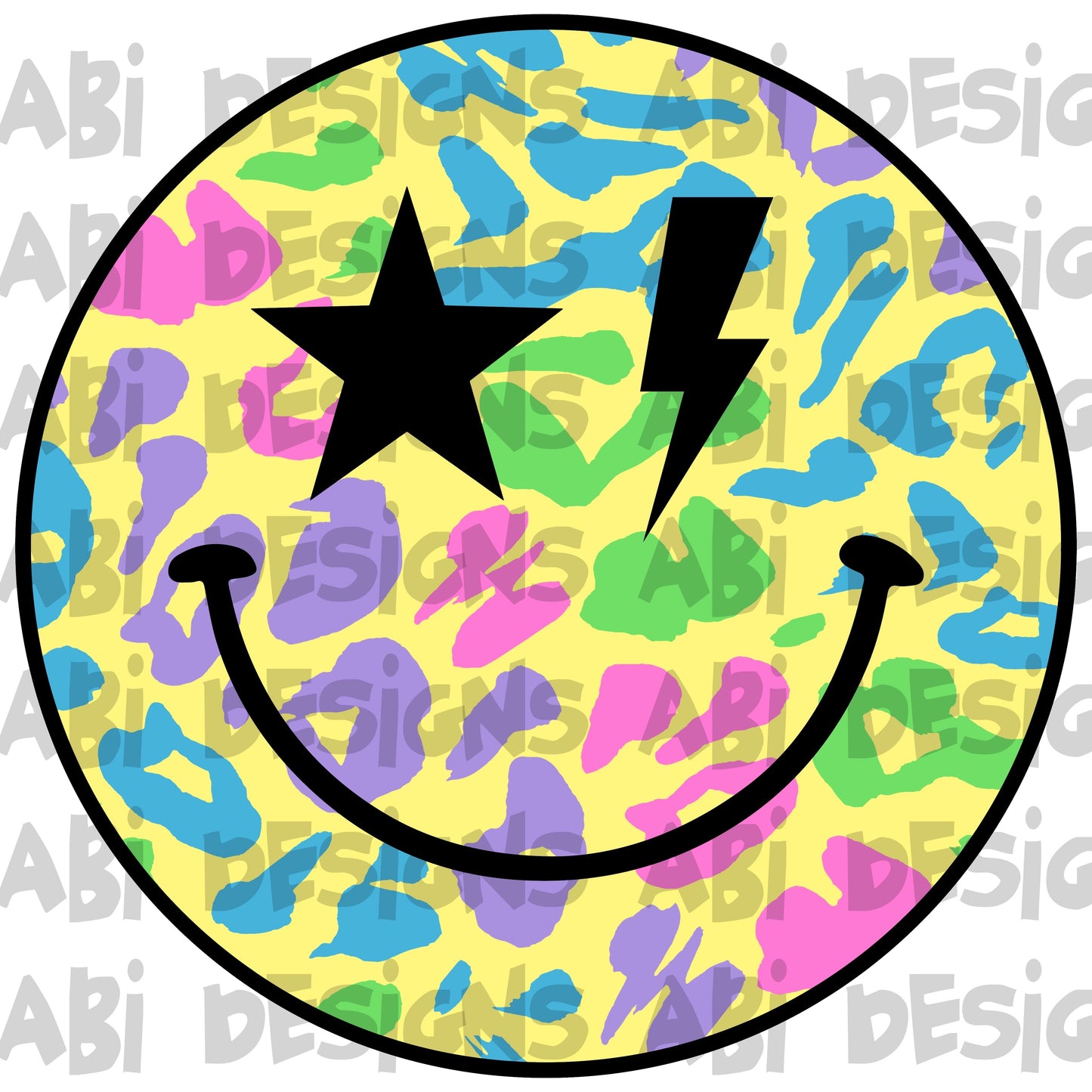 Rainbow leopard smiley-DTF