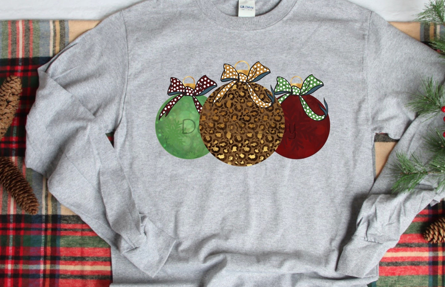 Christmas balls leopard red green-DTF