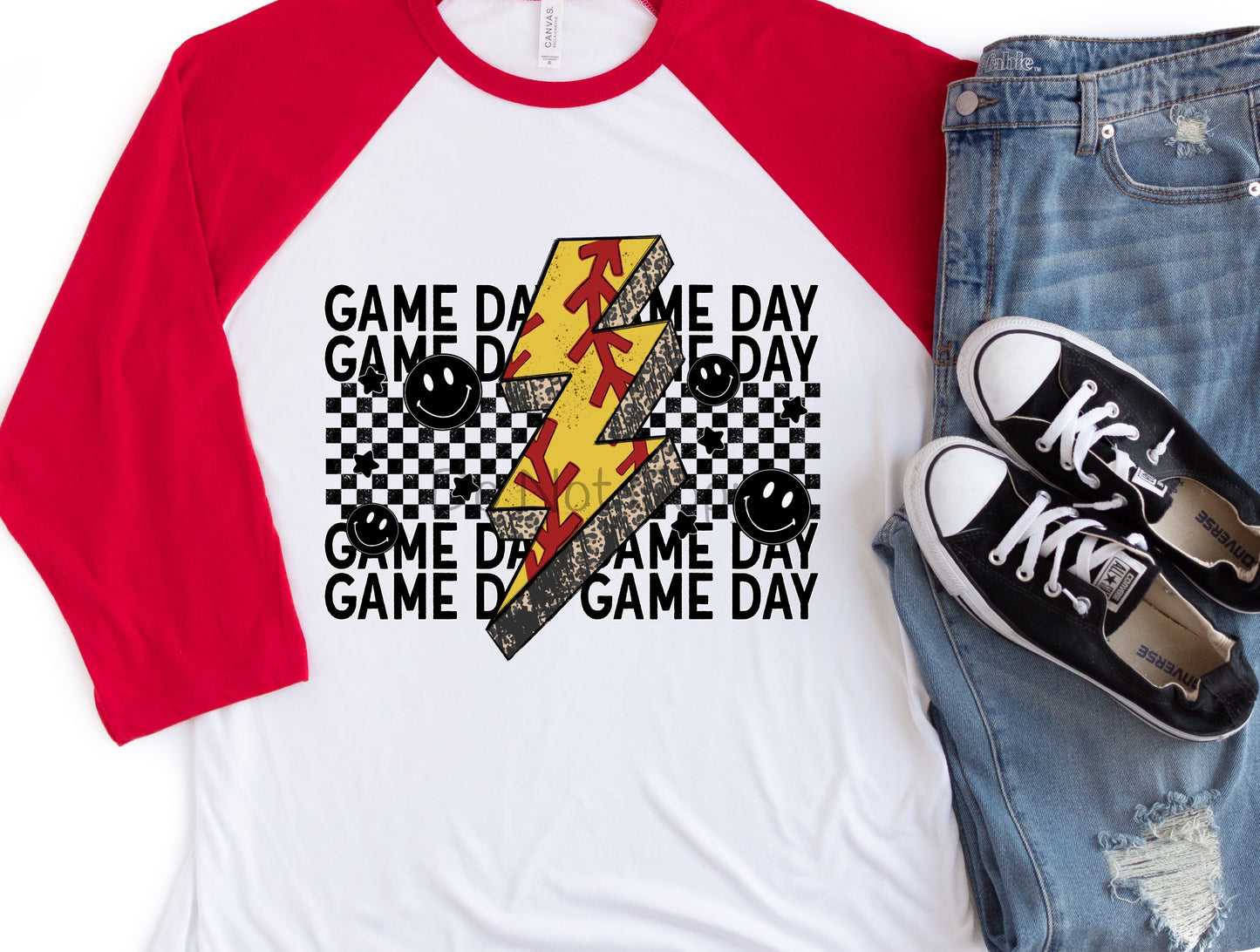 Game day softball lightning bolt-DTF