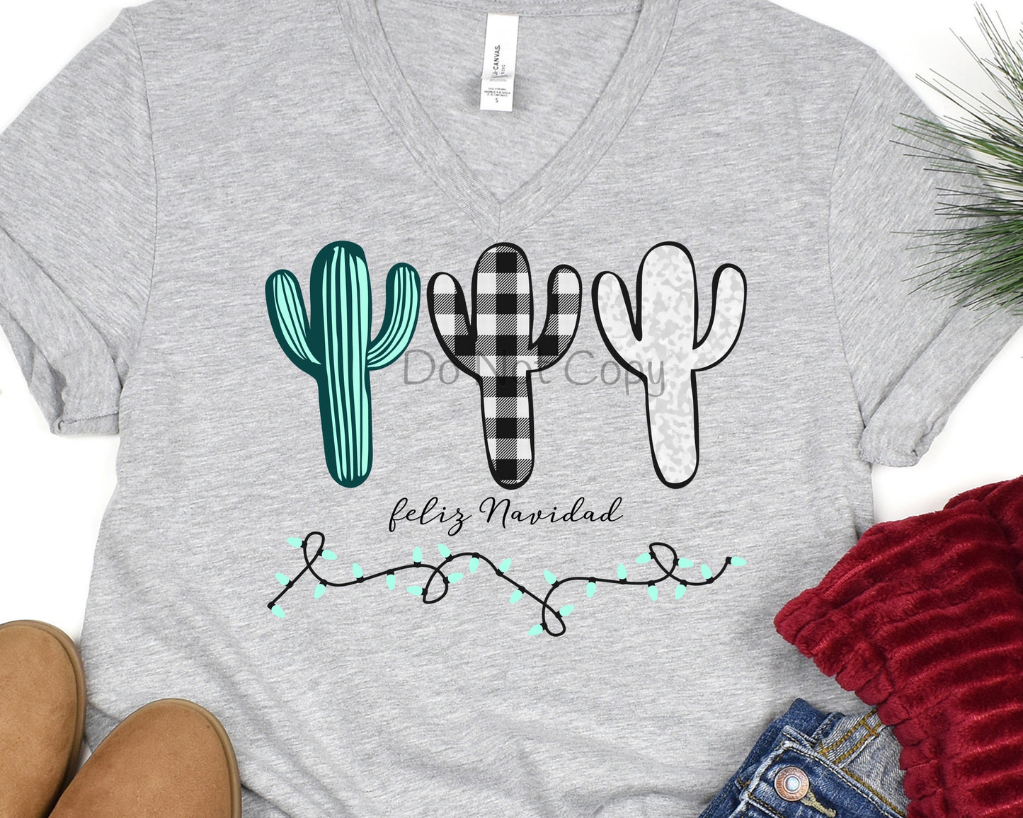 Feliz Navidad cactus lights-DTF