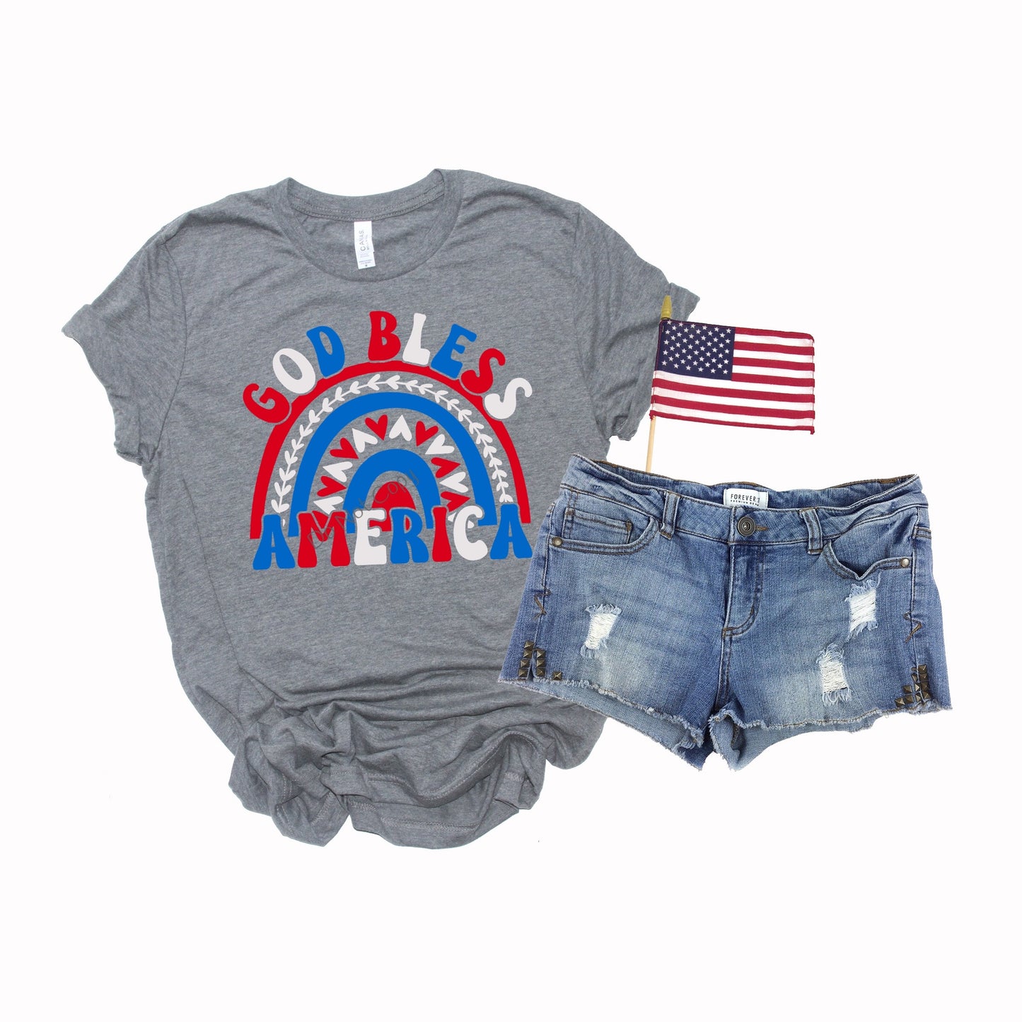 God bless America rainbow - DTF