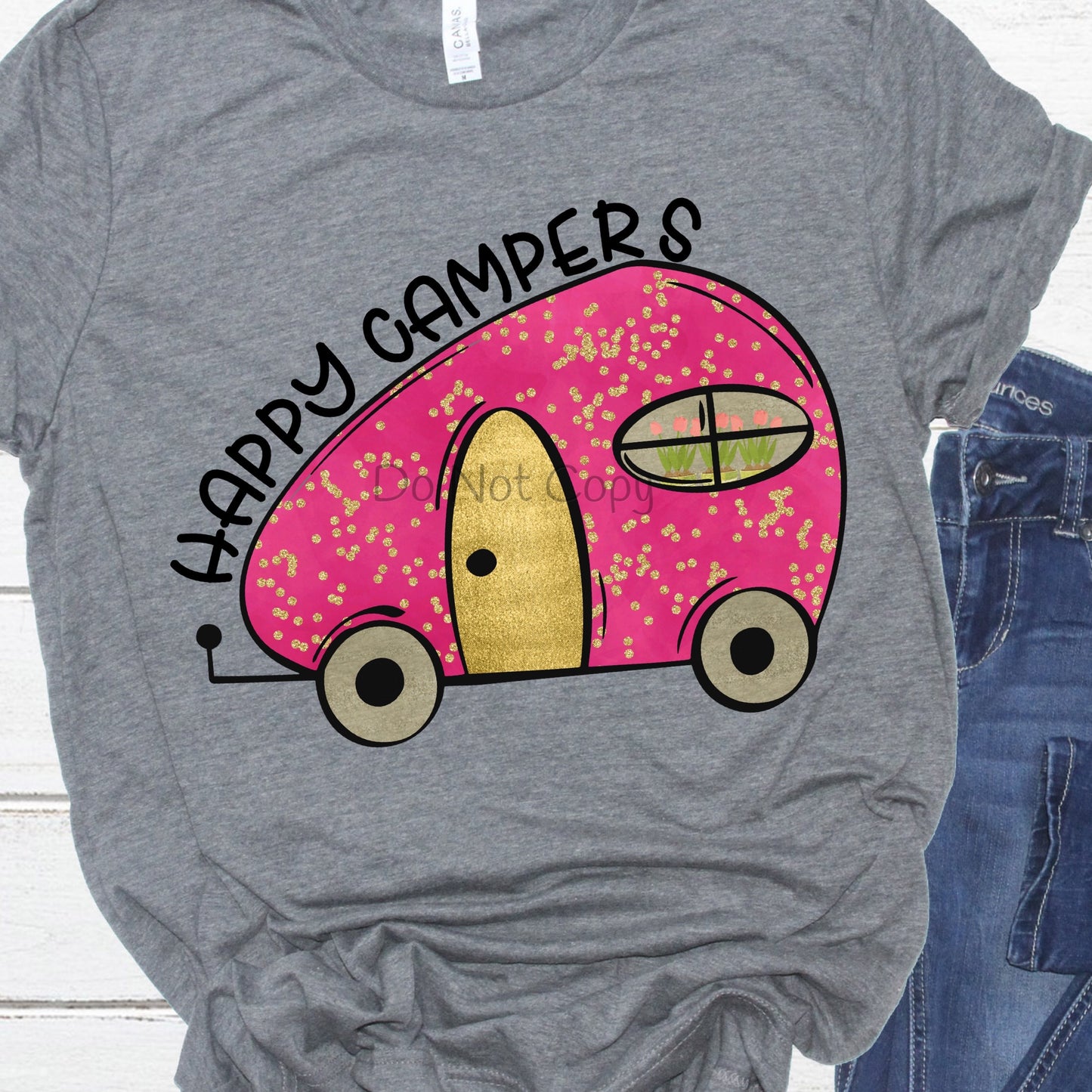 Happy campers pink gold - DTF