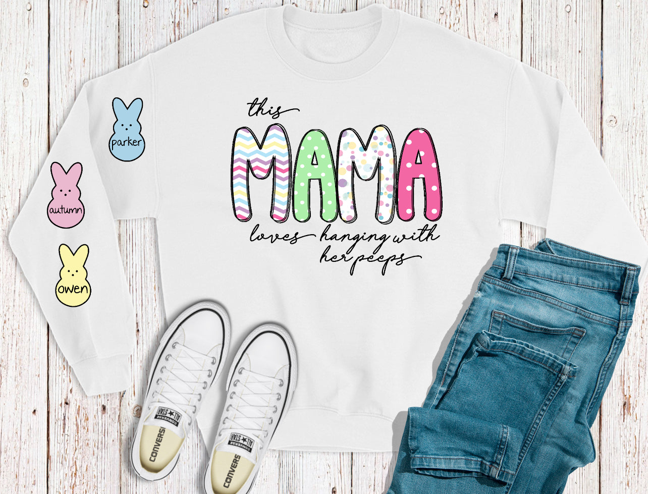 Custom Name loves hanging with her peeps-DTF