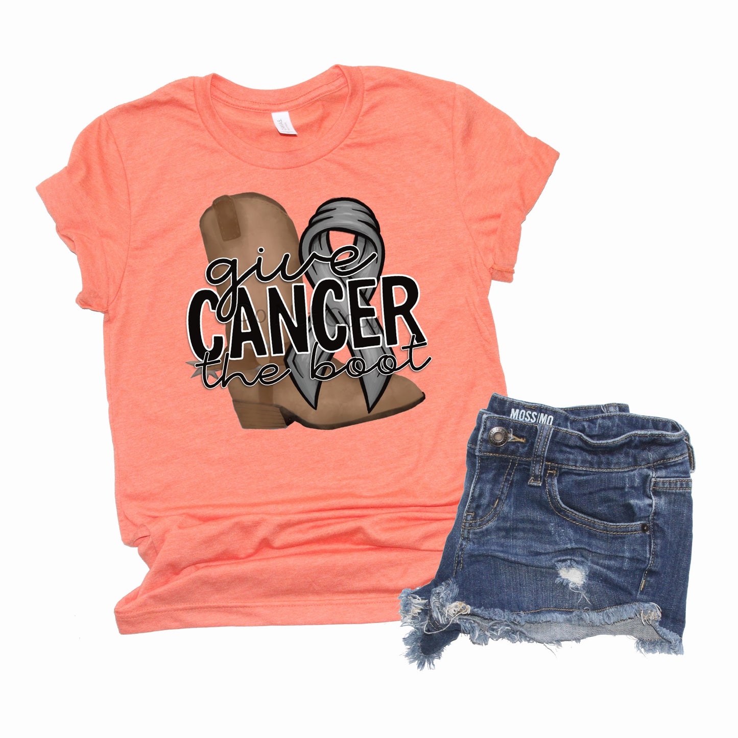 Give Cancer the boot grey ribbon-DTF