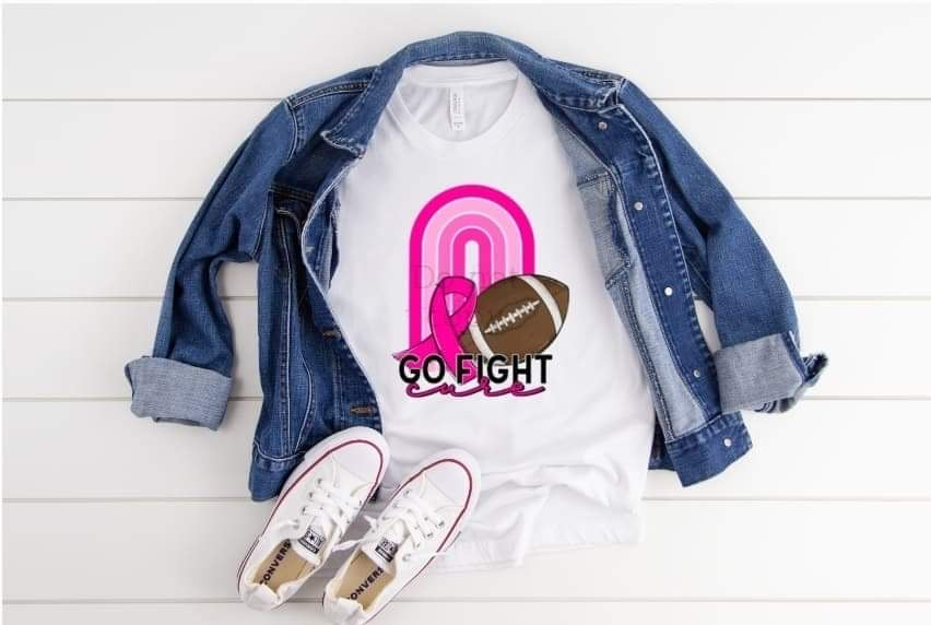 Go fight cure pink ribbon football-DTF