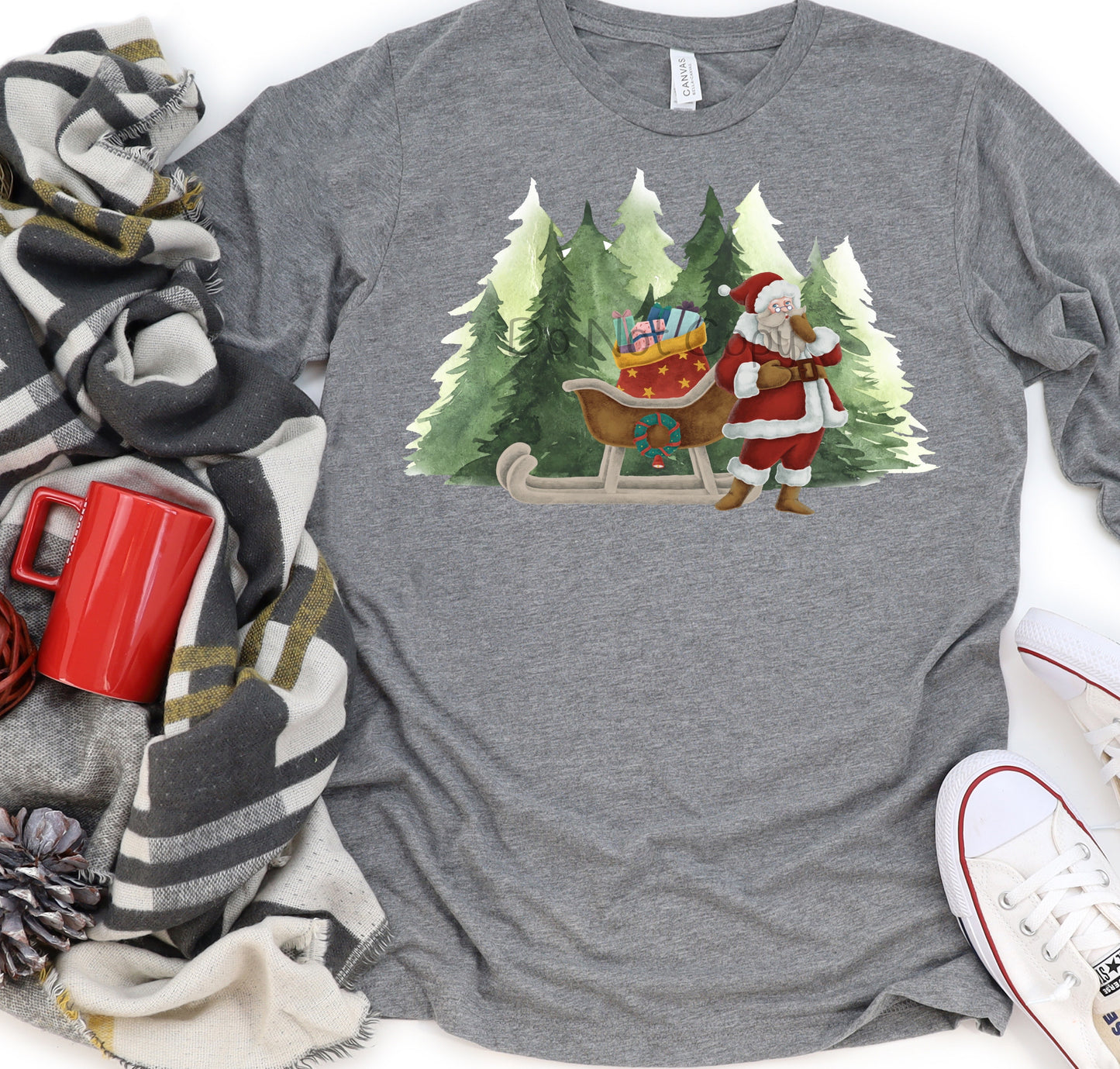 Santa glove to mouth sleigh trees-DTF