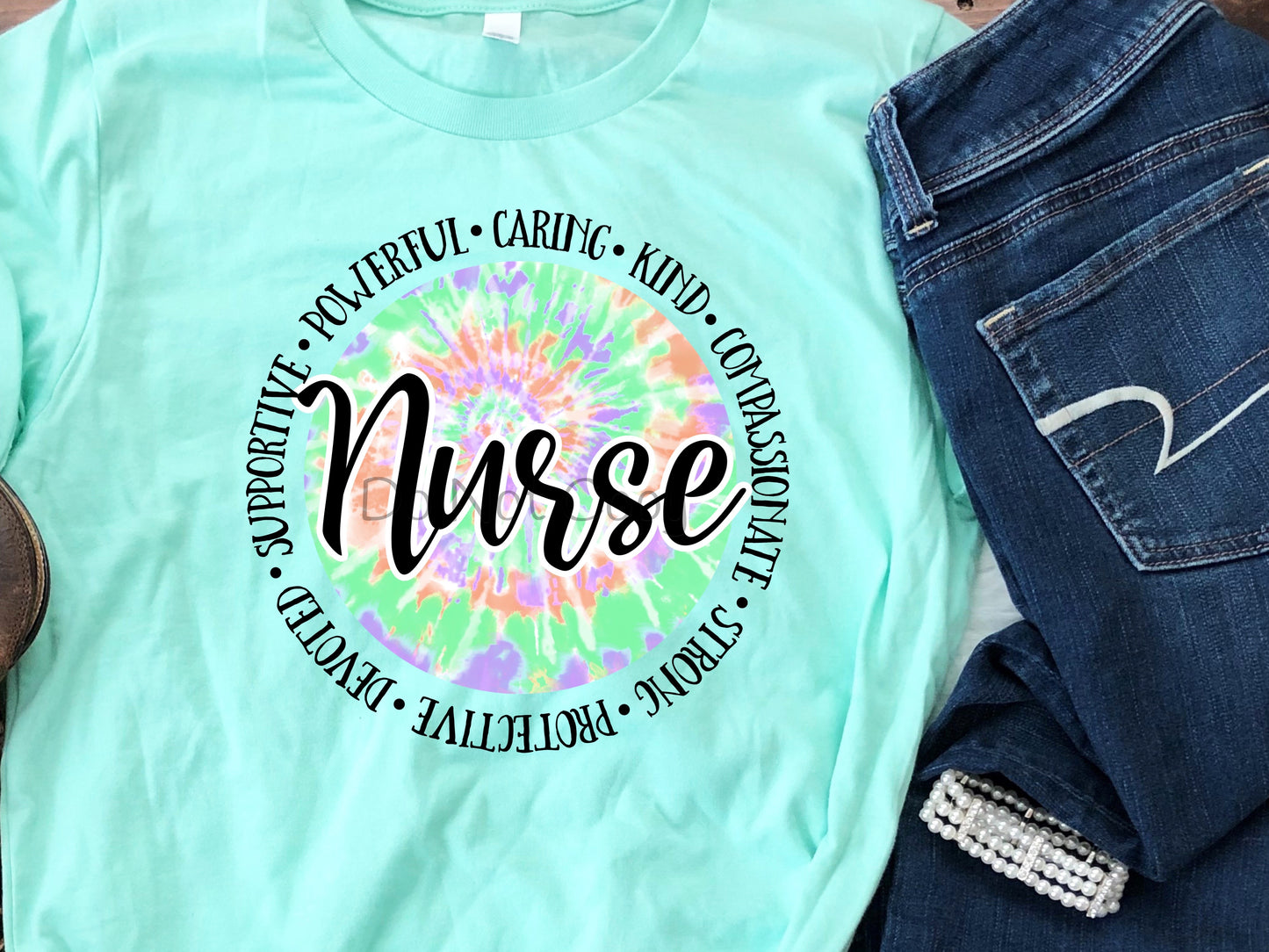 Nurse powerful caring tie dye-DTF