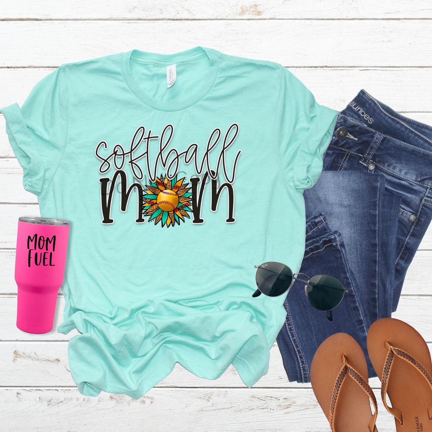 Softball mom flower-DTF