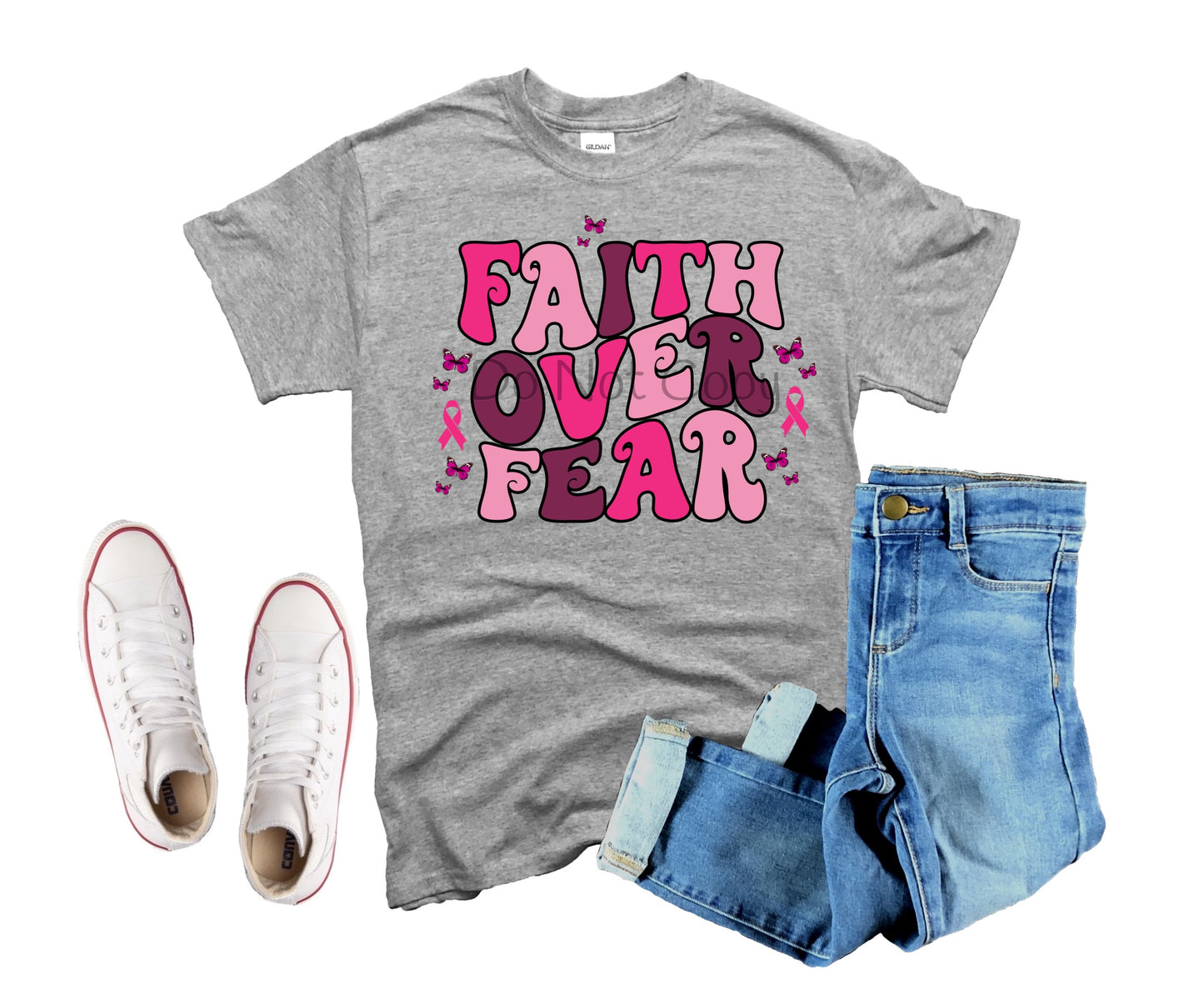 Faith over fear pink ribbon-DTF