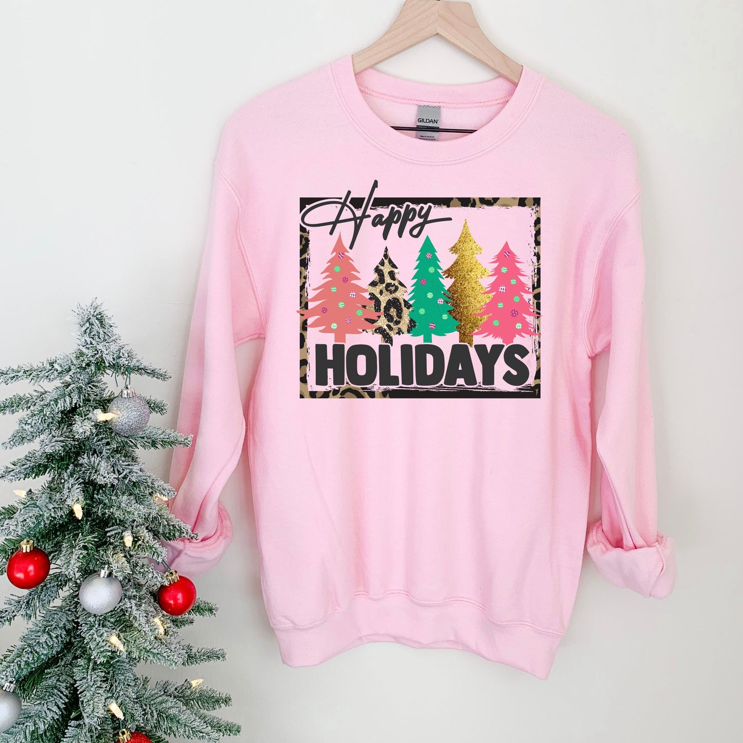 Happy Holidays colorful trees -DTF